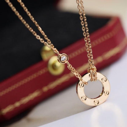 [BIJOUX]LOVE NECKLACE ADJUSTABLE ROSE GOLD 2 DIAMOND