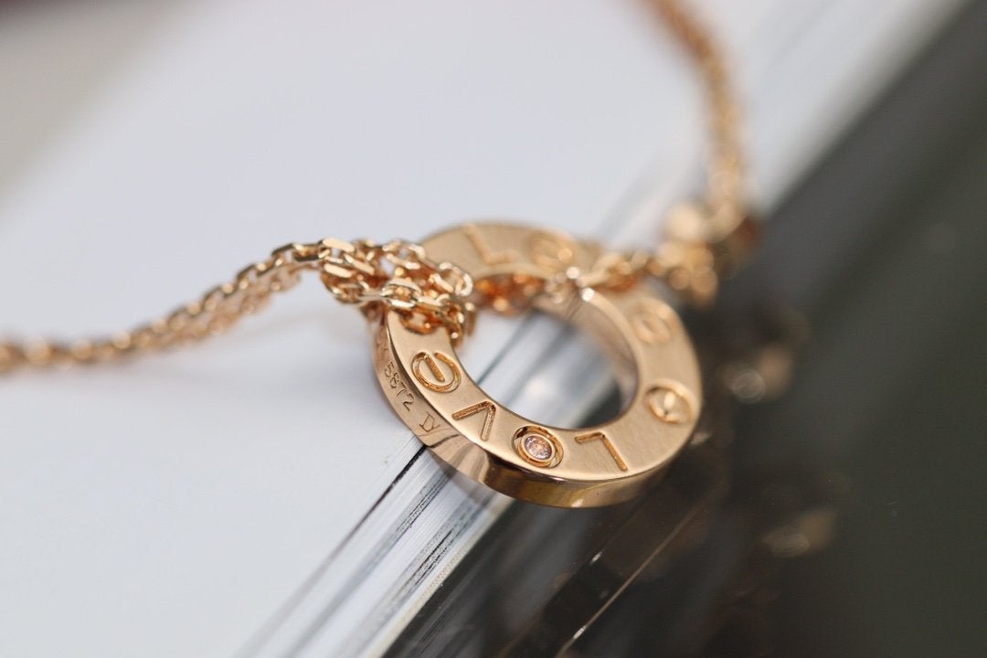 [BIJOUX]LOVE NECKLACE ADJUSTABLE ROSE GOLD 2 DIAMOND