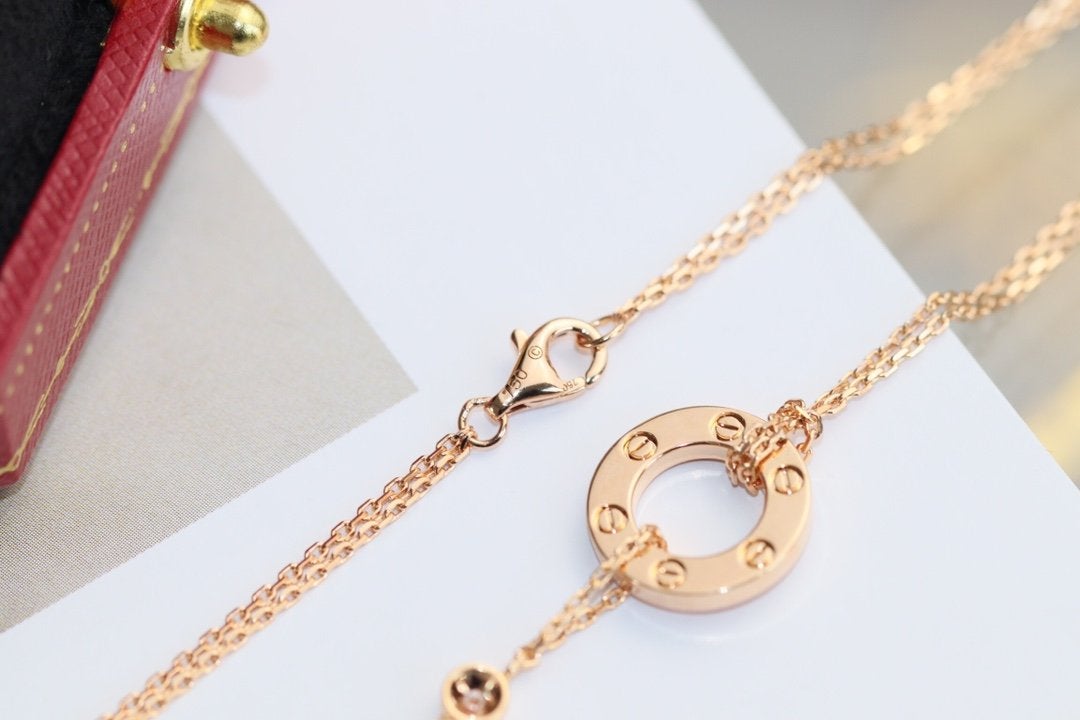 [BIJOUX]LOVE NECKLACE ADJUSTABLE ROSE GOLD 2 DIAMOND