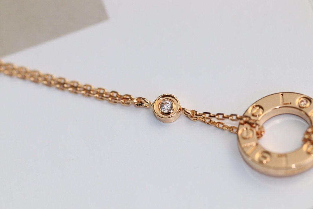 [BIJOUX]LOVE NECKLACE ADJUSTABLE ROSE GOLD 2 DIAMOND