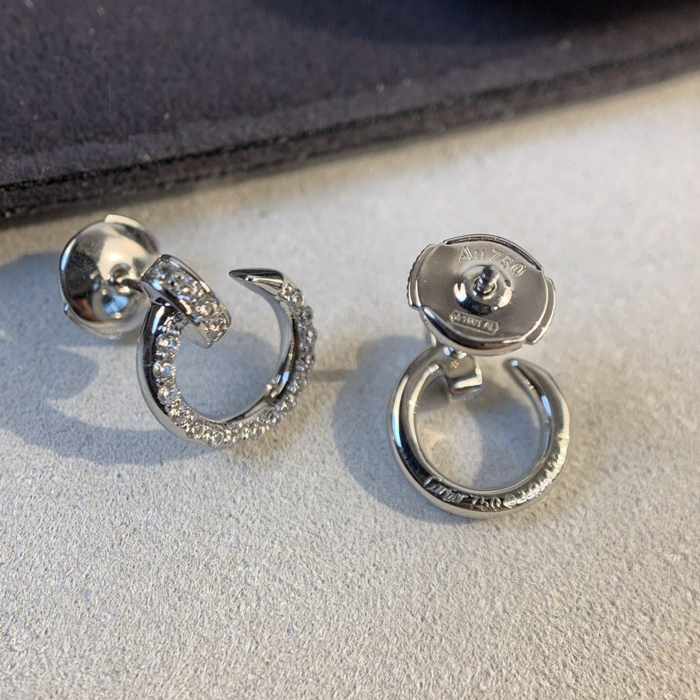 [BIJOUX] BOUCLES D'OREILLES JUSTE ARGENT DIAMANTS