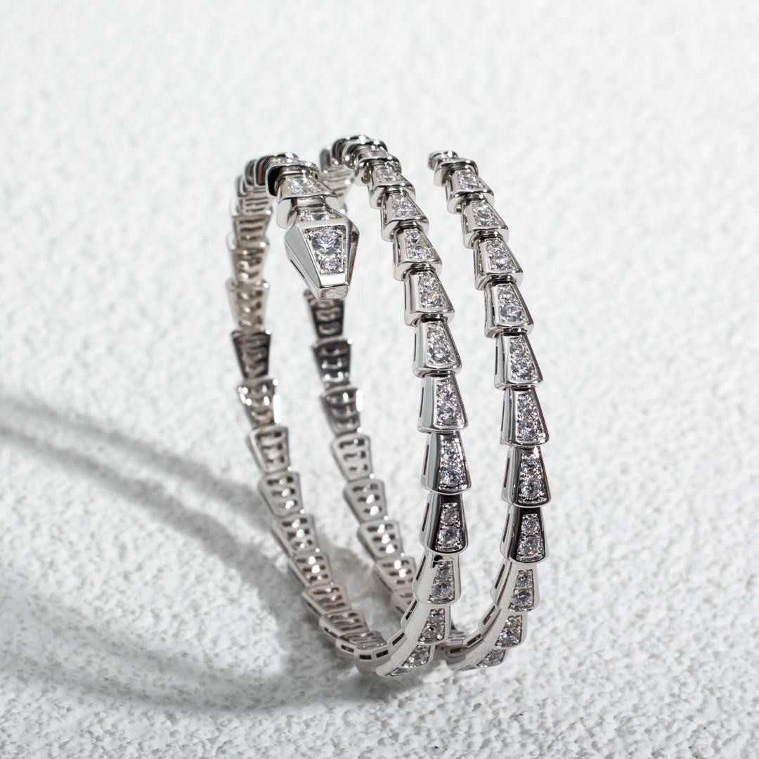 [BIJOUX]SERPENTI BRACELET SILVER DIAMOND DOUBLE ROW