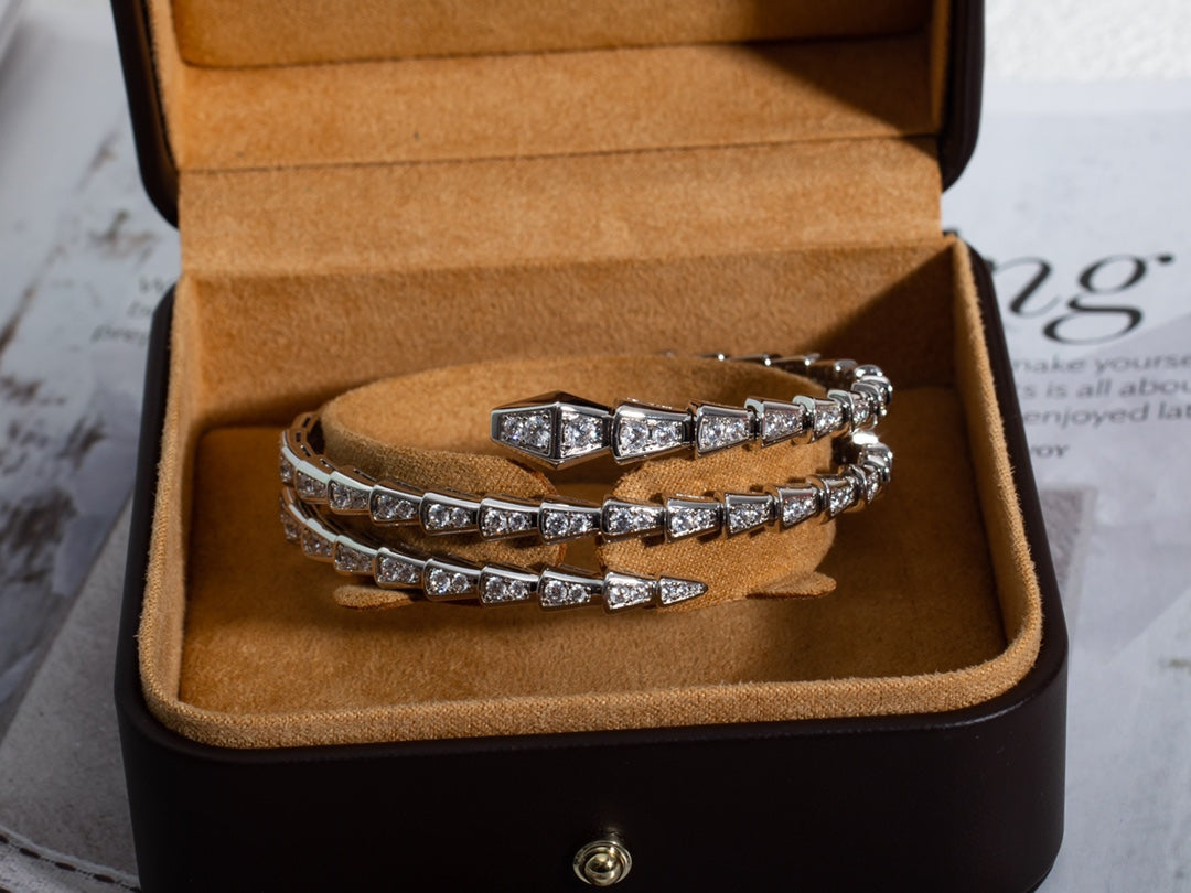 [BIJOUX]SERPENTI BRACELET SILVER DIAMOND DOUBLE ROW