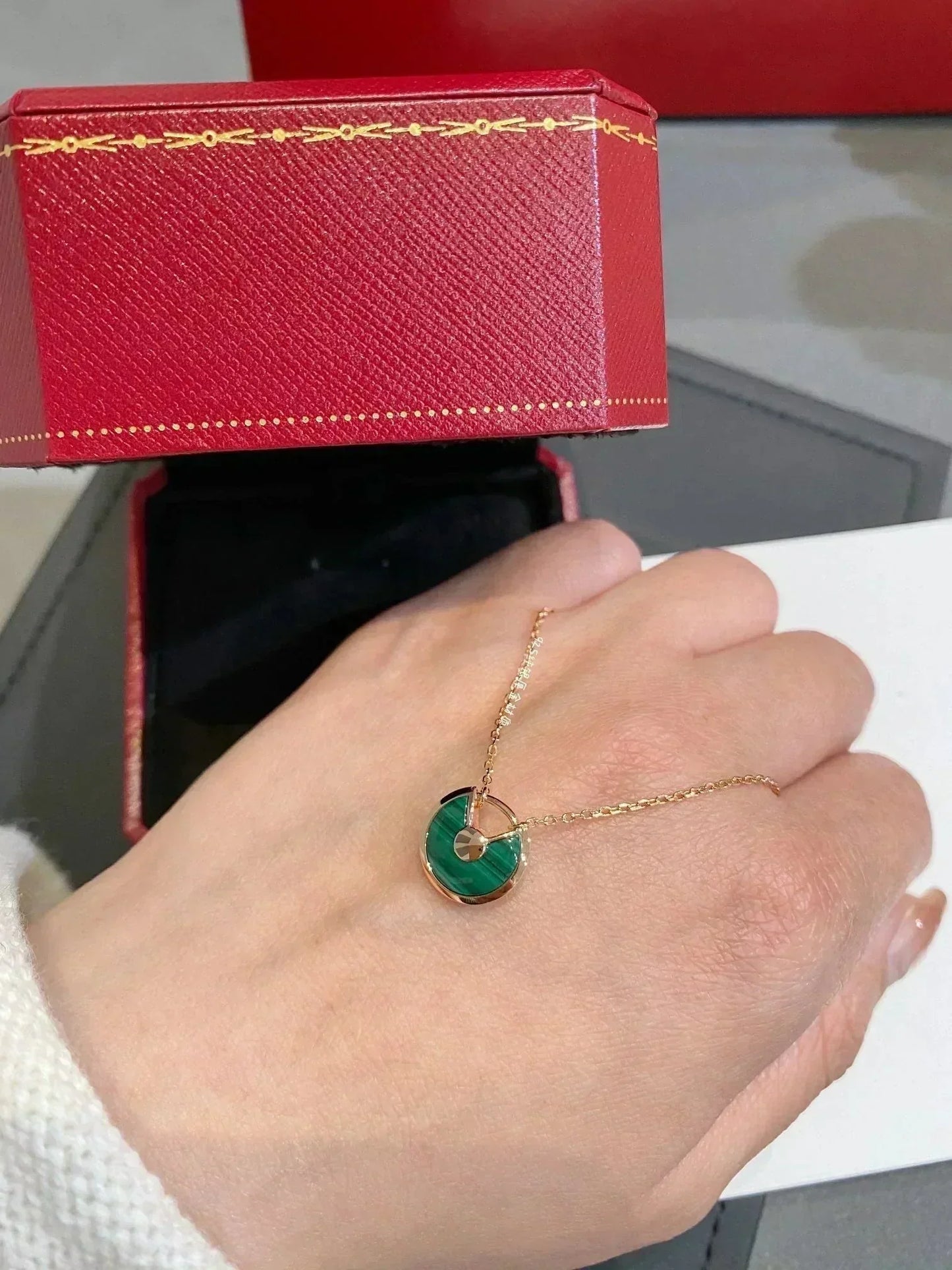 [BIJOUX]Collier AMULETTE OR ROSE MALACHITE