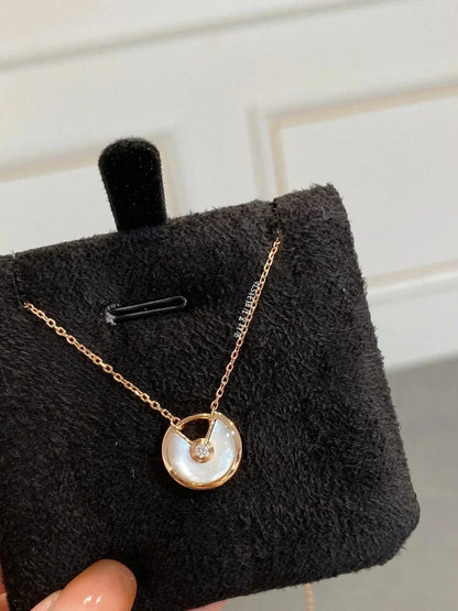 [BIJOUX]COLLIER MOP AMULETTE OR ROSE