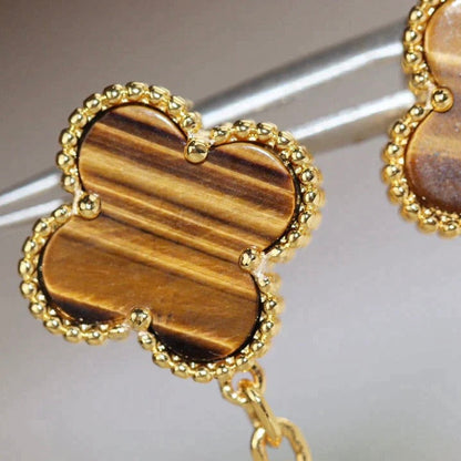 [BIJOUX]CLOVER  2 MOTIF  TIGER EYE CARNELIAN EARRINGS