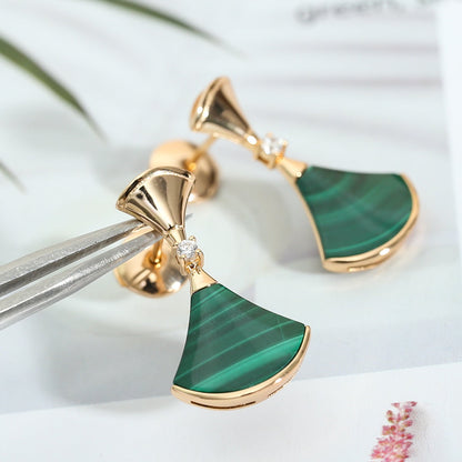 [BIJOUX]BOUCLES D'OREILLES RÊVE MALACHITE OR ROSE