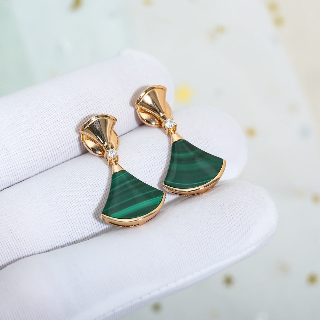 [BIJOUX]BOUCLES D'OREILLES RÊVE MALACHITE OR ROSE