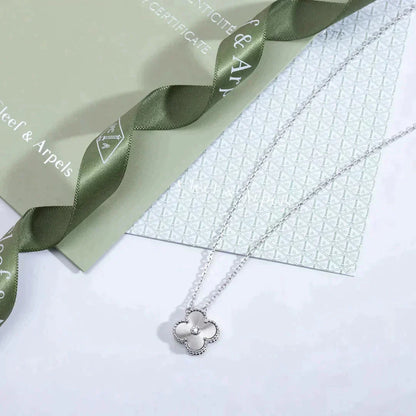 [BIJOUX]CLOVER  15MM DIAMOND LASER NECKLACE SILVER