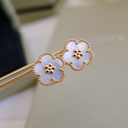 [BIJOUX]LUCKY PINK GOLD WHITE MOP EARRINGS