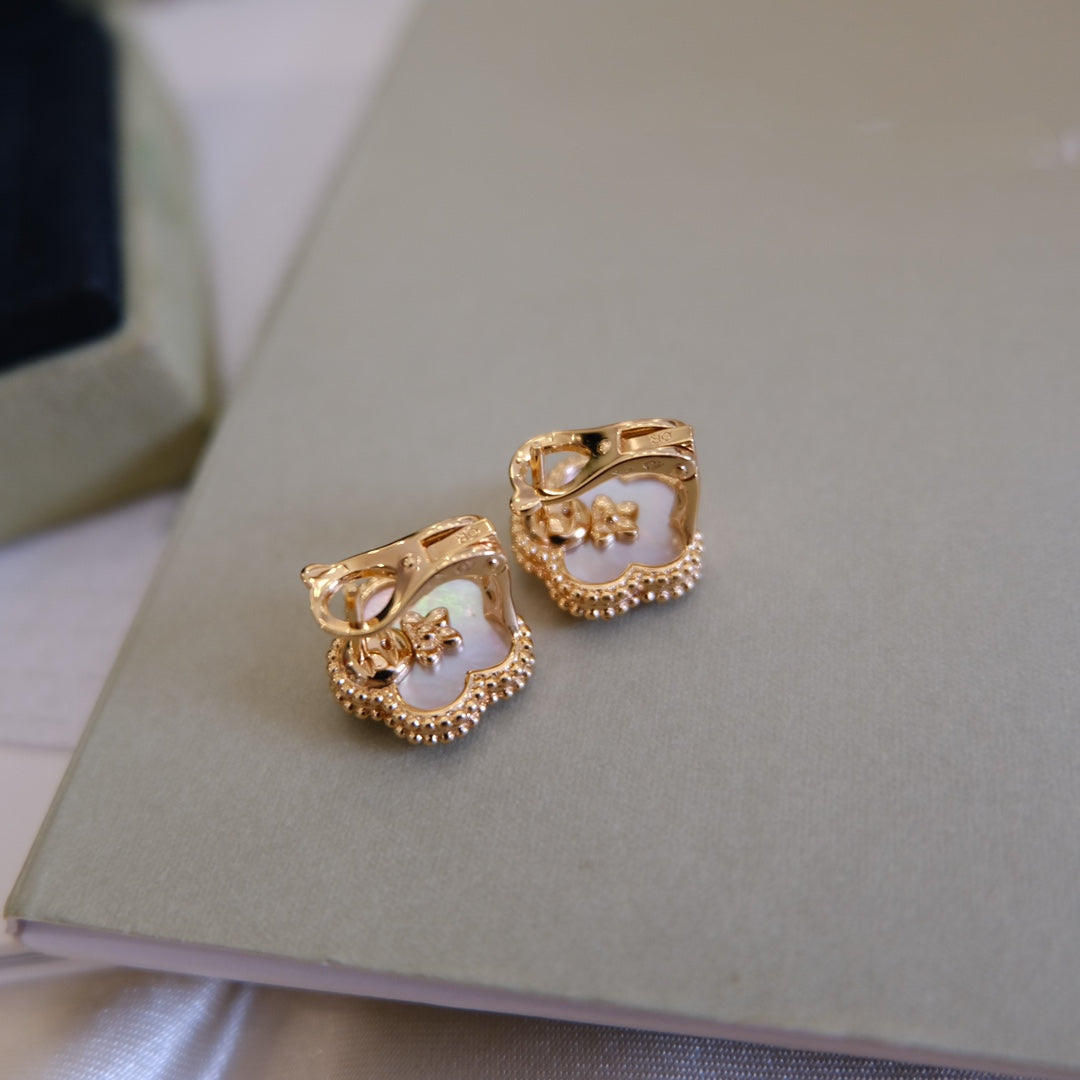 [BIJOUX]LUCKY PINK GOLD WHITE MOP EARRINGS