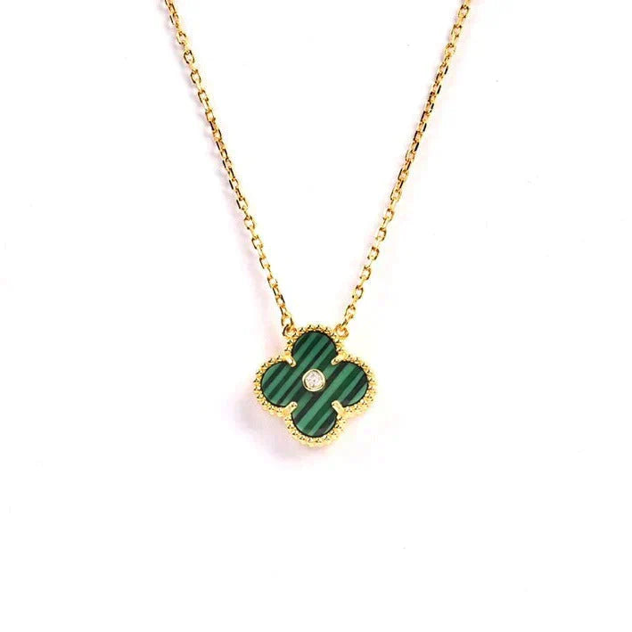 [BIJOUX]CLOVER 15MM DIAMOND TURQUOISE NECKLACE