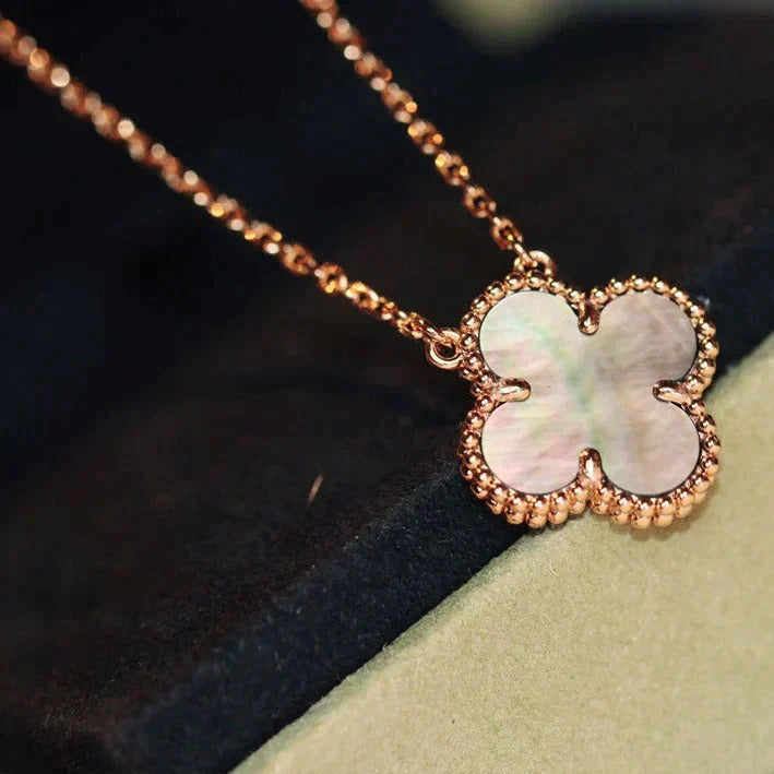 [BIJOUX]CLOVER 15MM  GRAY MOTHER OF PEARL NECKLACE