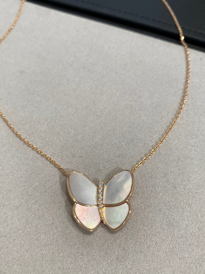 [BIJOUX]BUTTERFLY GOLD MOP DIAMOND NECKLACE