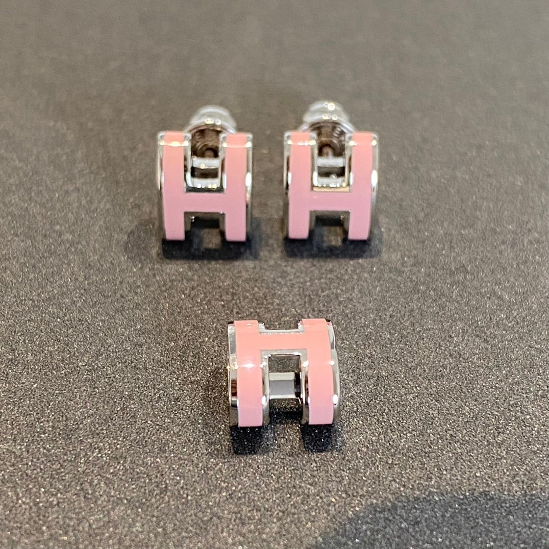 [BIJOUX]MINI POP H SILVER EARRINGS PINK