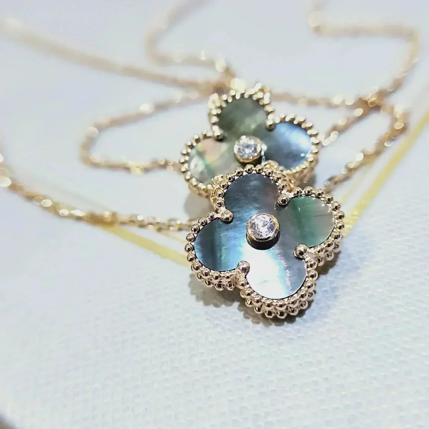 [BIJOUX]CLOVER 15MM DIAMOND AND MOTHER-OF-GREY NECKLACE