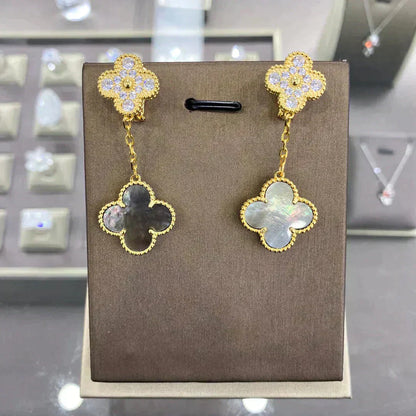 [BIJOUX]CLOVER  2 MOTIFS  DIAMOND  EARRINGS (MULTIPLE CHOICESç´
