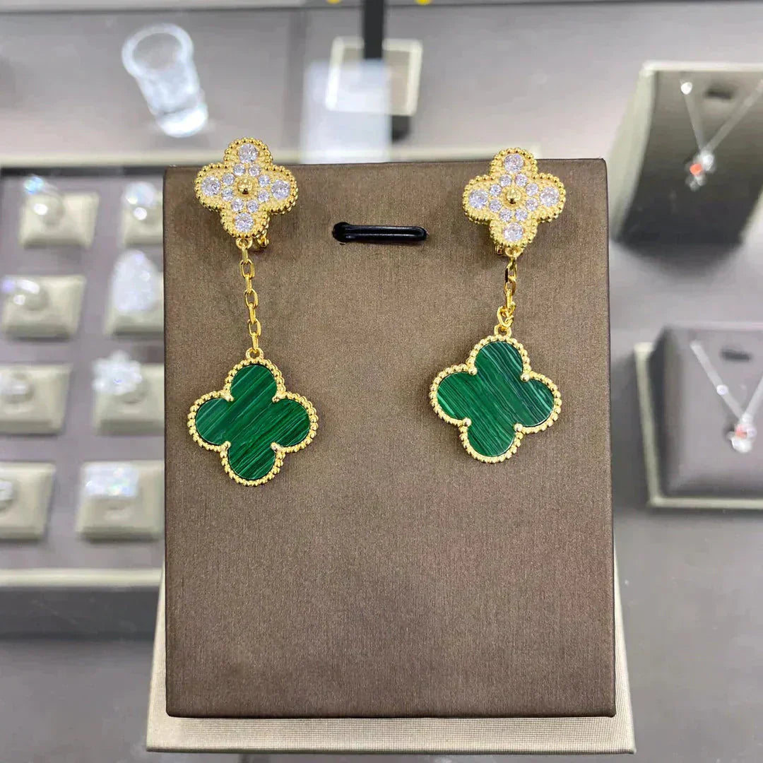 [BIJOUX]CLOVER  2 MOTIFS  DIAMOND  EARRINGS (MULTIPLE CHOICESç´