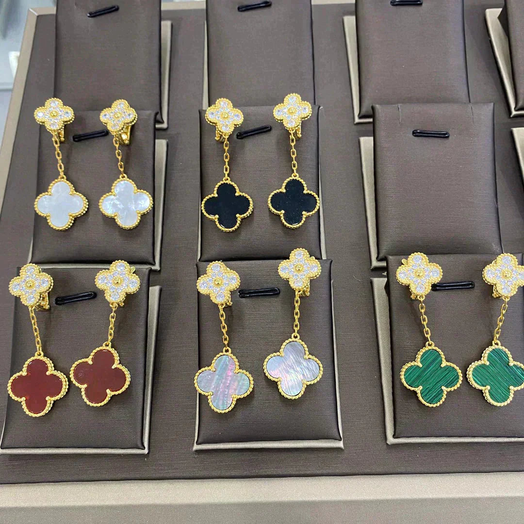 [BIJOUX]CLOVER  2 MOTIFS  DIAMOND  EARRINGS  MULTIPLE CHOICES