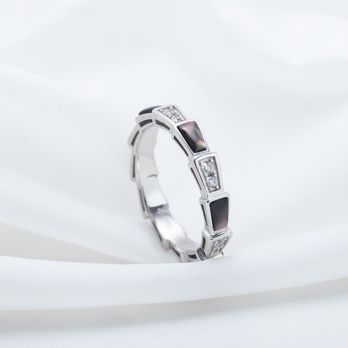 [BIJOUX]SERPENTI RING SILVER  DIAMOND BLACK MOP 3MM