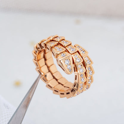 [BIJOUX]BAGUE SERPENTI OR ROSE DIAMANT DOUBLE RANG