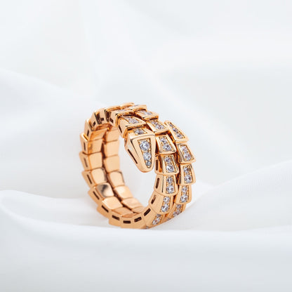 [BIJOUX]BAGUE SERPENTI OR ROSE DIAMANT DOUBLE RANG