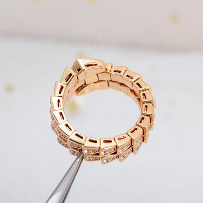 [BIJOUX]BAGUE SERPENTI OR ROSE DIAMANT DOUBLE RANG