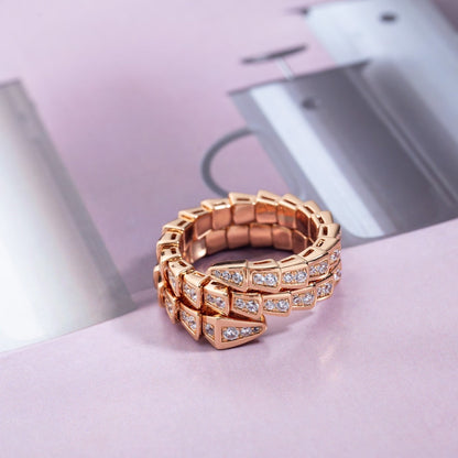 [BIJOUX]BAGUE SERPENTI OR ROSE DIAMANT DOUBLE RANG