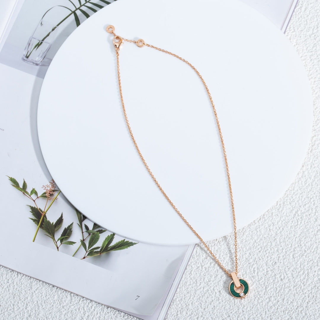 [BIJOUX] COLLIER GARI OR ROSE MALACHITE