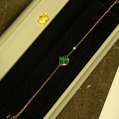 [BIJOUX]SUN MALACHITE 1 DIAMOND PINK GOLD BRACELET