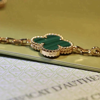 [BIJOUX]CLOVER 5 MOTIFS MALACHITE BRACELET