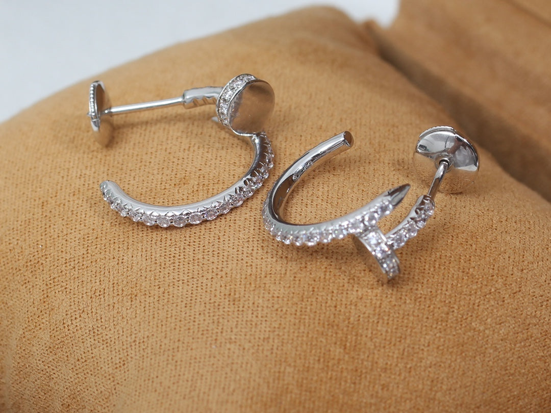 [BIJOUX] BOUCLES D'OREILLES JUSTE 12.75MM ARGENT DIAMANT