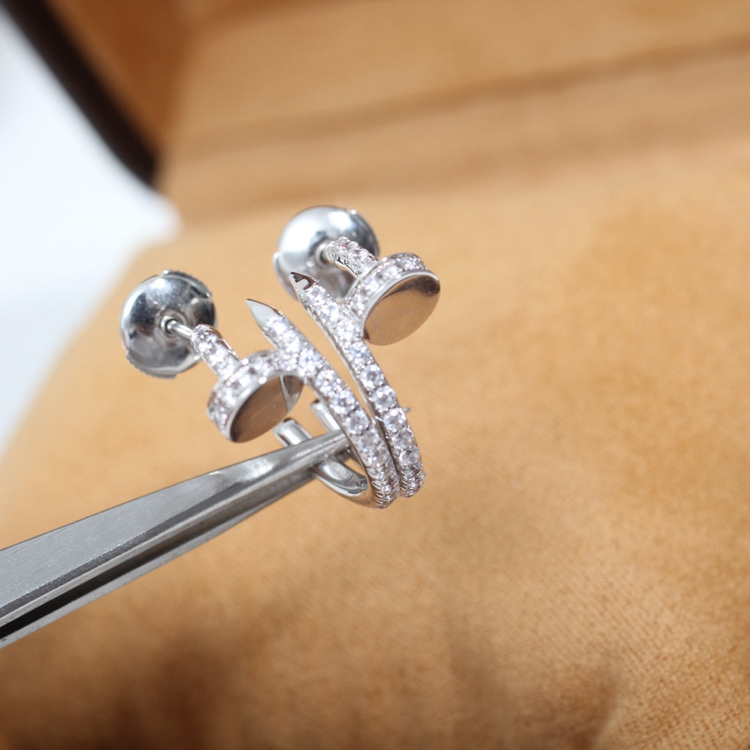 [BIJOUX] BOUCLES D'OREILLES JUSTE 12.75MM ARGENT DIAMANT