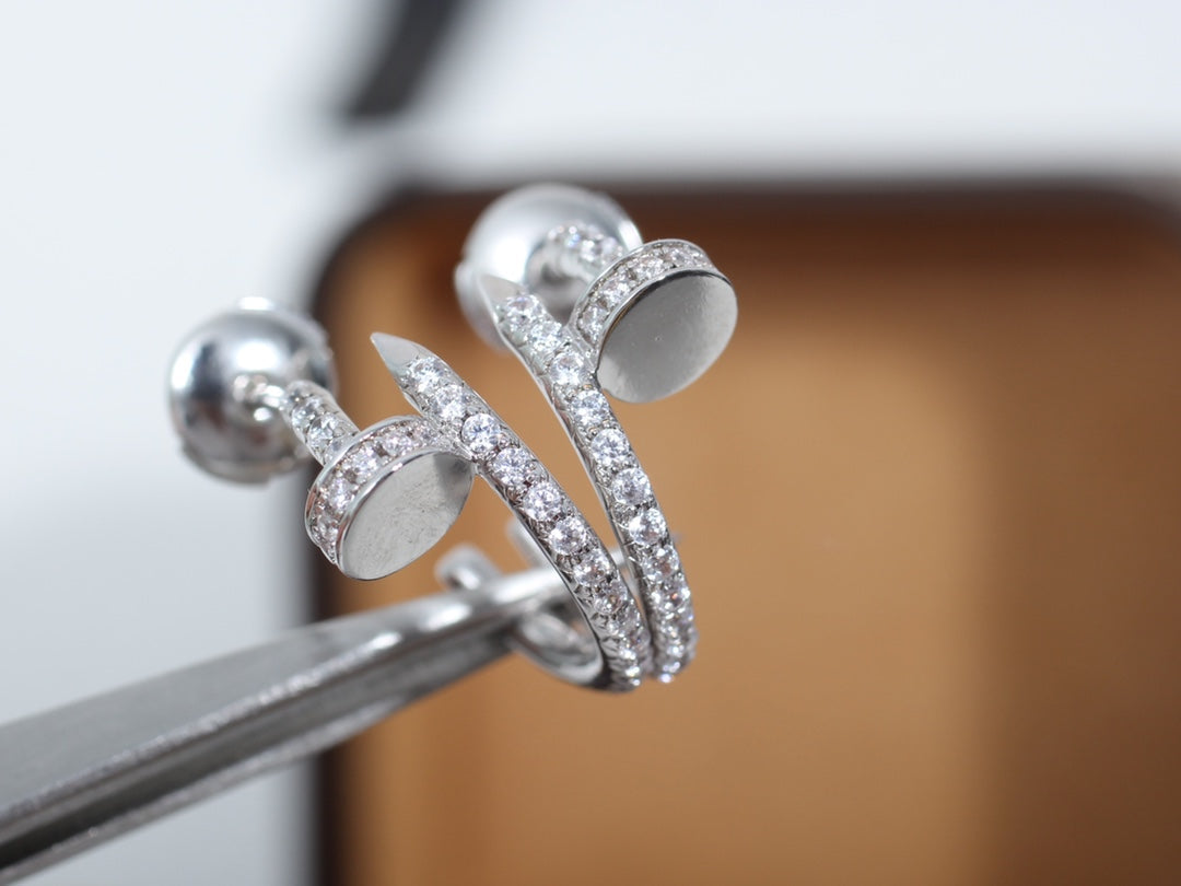 [BIJOUX] BOUCLES D'OREILLES JUSTE 12.75MM ARGENT DIAMANT