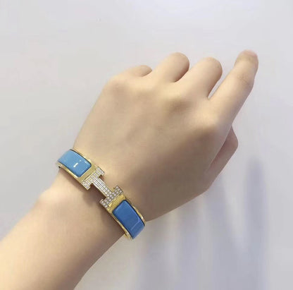 [BIJOUX] BRACELET H CLOUD BLUE OR DIAMANT