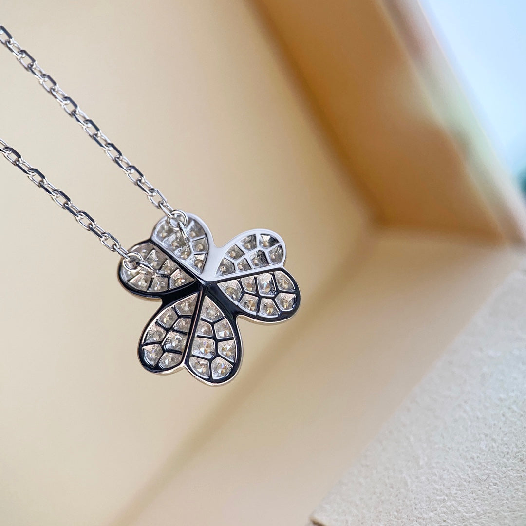 [BIJOUX]CLOVER DIAMOND NECKLACE SILVER