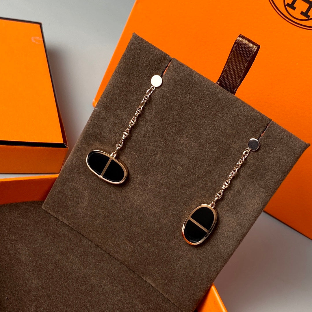 [BIJOUX]CHAINE VERSO BLACK CERAMIC EARRINGS