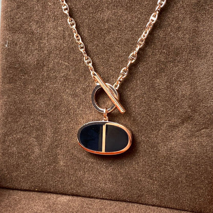 [BIJOUX]COLLIER CHAINE VERSO CÉRAMIQUE NOIRE