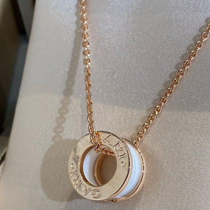 [BIJOUX]ZERO 1 WHITE CERAMIC PINK GOLD NECKLACE