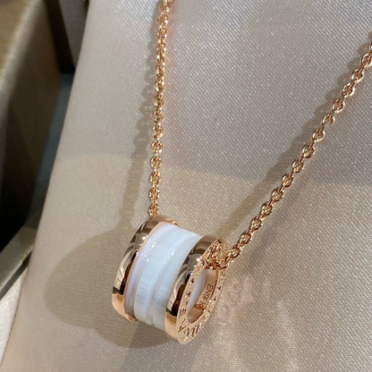 [BIJOUX]ZERO 1 WHITE CERAMIC PINK GOLD NECKLACE