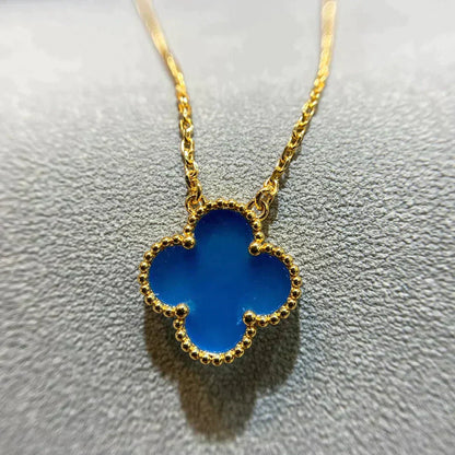 [BIJOUX]CLOVER 15MM BLUE AGATE NECKLACE