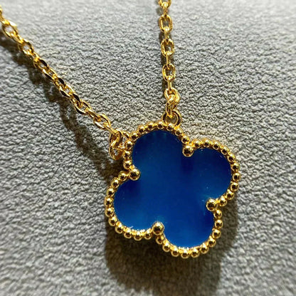 [BIJOUX]CLOVER 15MM BLUE AGATE NECKLACE