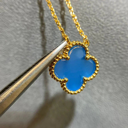 [BIJOUX]CLOVER 15MM BLUE AGATE NECKLACE