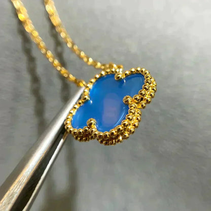 [BIJOUX]CLOVER 15MM BLUE AGATE NECKLACE