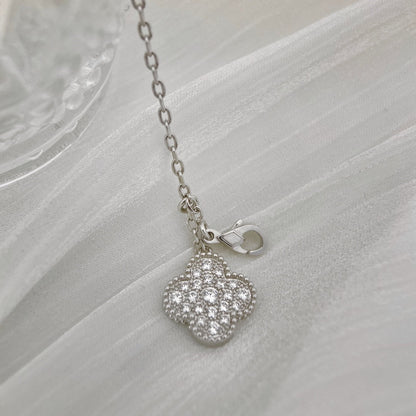 [BIJOUX]CLOVER 5 MOTIFS SILVER DIAMONDS NECKLACE