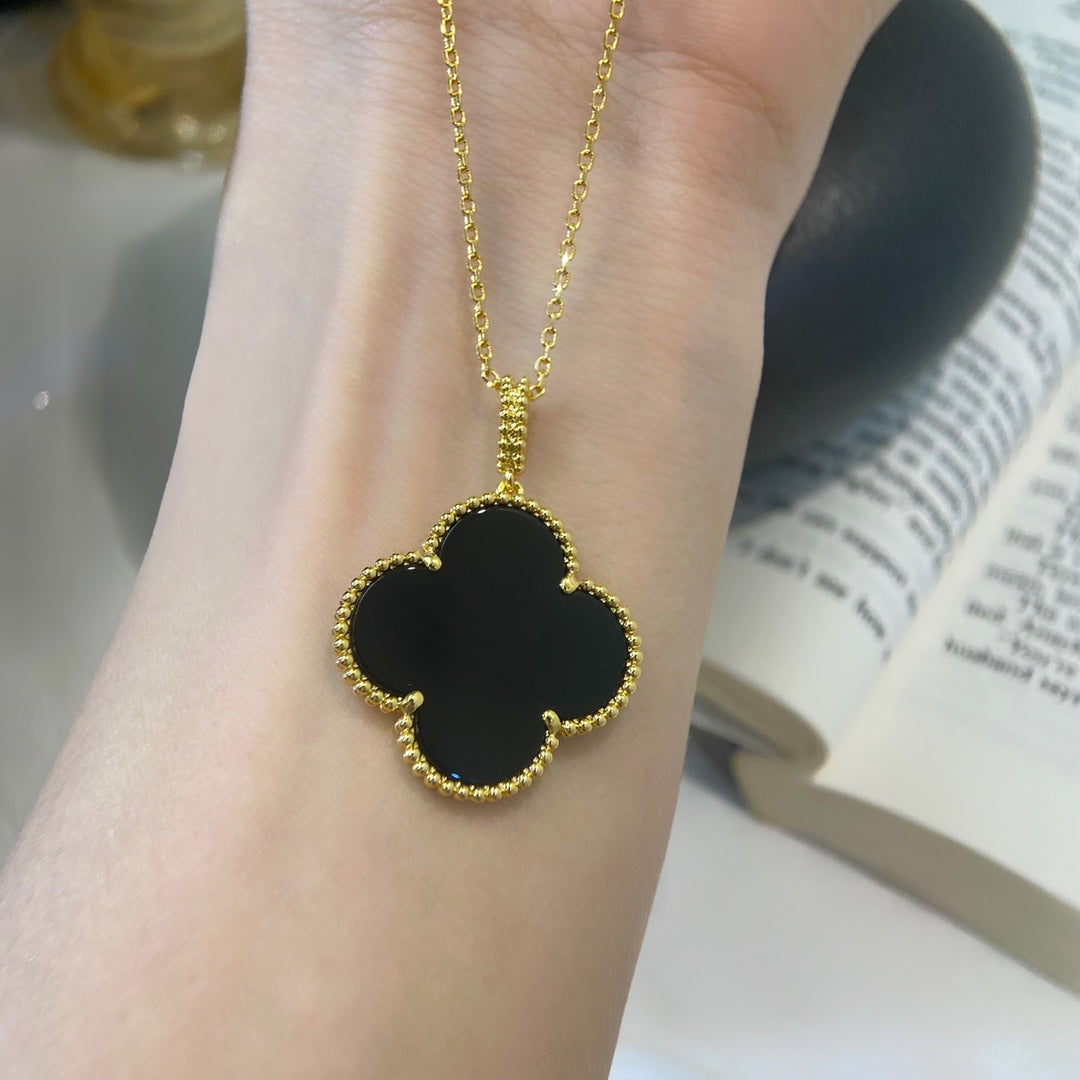 [BIJOUX]CLOVER 25MM NECKLACE GOLD ONYX