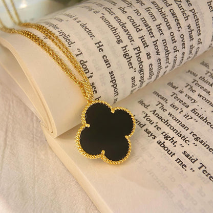 [BIJOUX]CLOVER 25MM NECKLACE GOLD ONYX