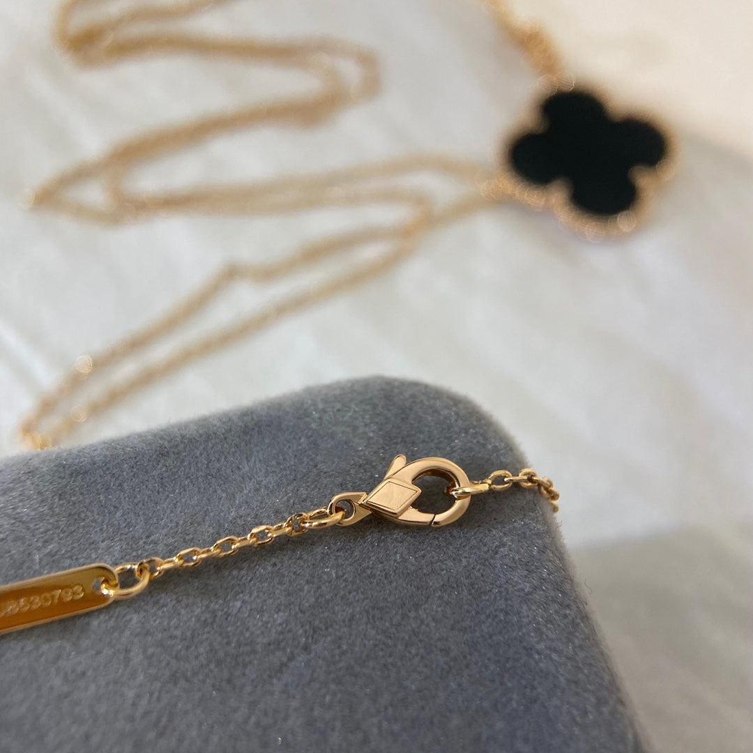 [BIJOUX]CLOVER 25MM NECKLACE GOLD ONYX