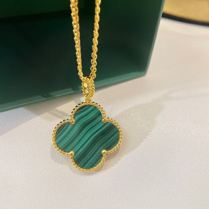 [BIJOUX]CLOVER 25MM MALACHITE GOLD NECKLACE