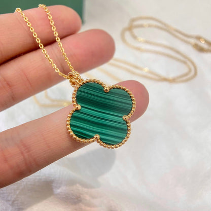 [BIJOUX]CLOVER 25MM MALACHITE GOLD NECKLACE